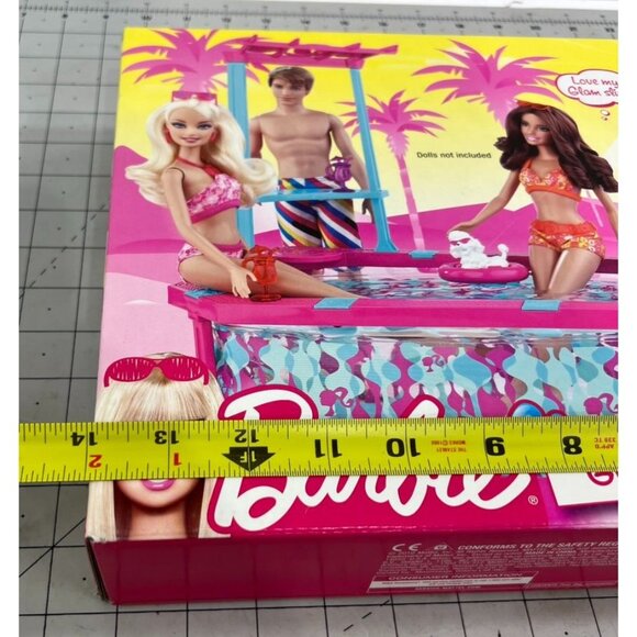 Barbie Glam Pool Blue/Pink Playset with Slide New In Box Rare! - Picture 8 of 10